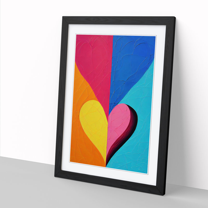 Arjunveer Love Heart Art Painting - Picture Frame Print, 64cm H x 46cm W, Black