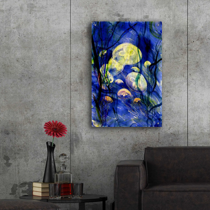 "Natation avec les gelées" par Rita Shimelfarb, art mural en verre acrylique "par Rita Shimelfarb