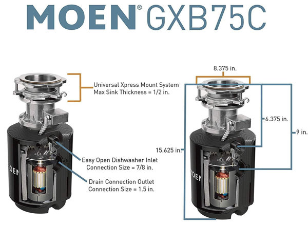 Moen GX Series 3/4 HP Batch Feed Garbage Disposal  Reviews Wayfair