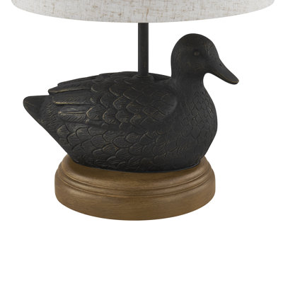 21"H Black Resin Duck Table Lamp With Shade