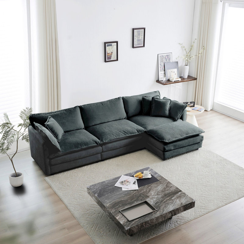 Chenille Modular Sectional Sofa, 33.02" H x 111.52" W x 57.42" D, 4