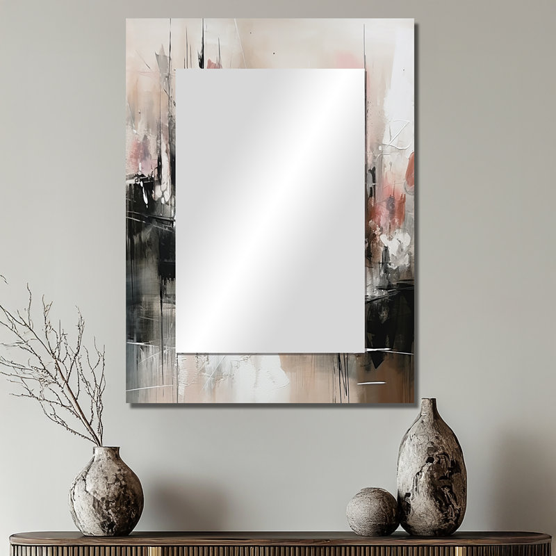 Rose noir Minimalims Fludity I - miroir minimaliste, miroir mural moderne unique, impression d'art en métal, 32 po x 24 po