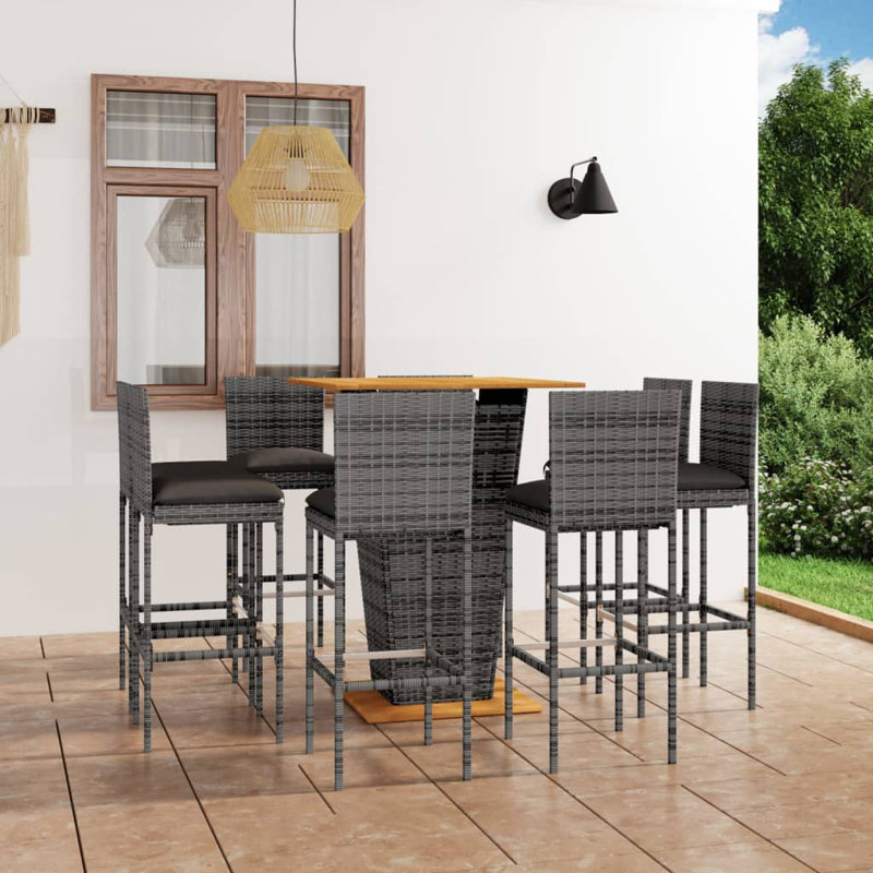 Ensemble repas pour 8 personnes avec coussins Tocarra Square, Cadre gris / coussin gris