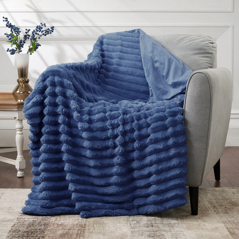 Jeté large en velours côtelé CBCHome, Jeté, Denim foncé