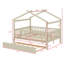 Lit double spacieux en bois avec lit gigogne intégré-736777024