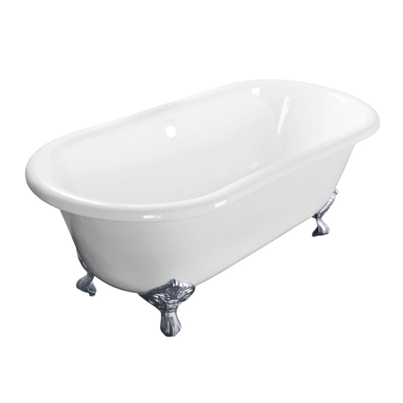 Baignoire sur pattes ovale en fonte à double extrémité 60 po Kingston Eden Aqua Eden (sans perçage de robinet), Chrome poli