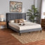 Lit plateforme grand et moderne en tissu de velours gris Meiya Gothard-106252905-106252904