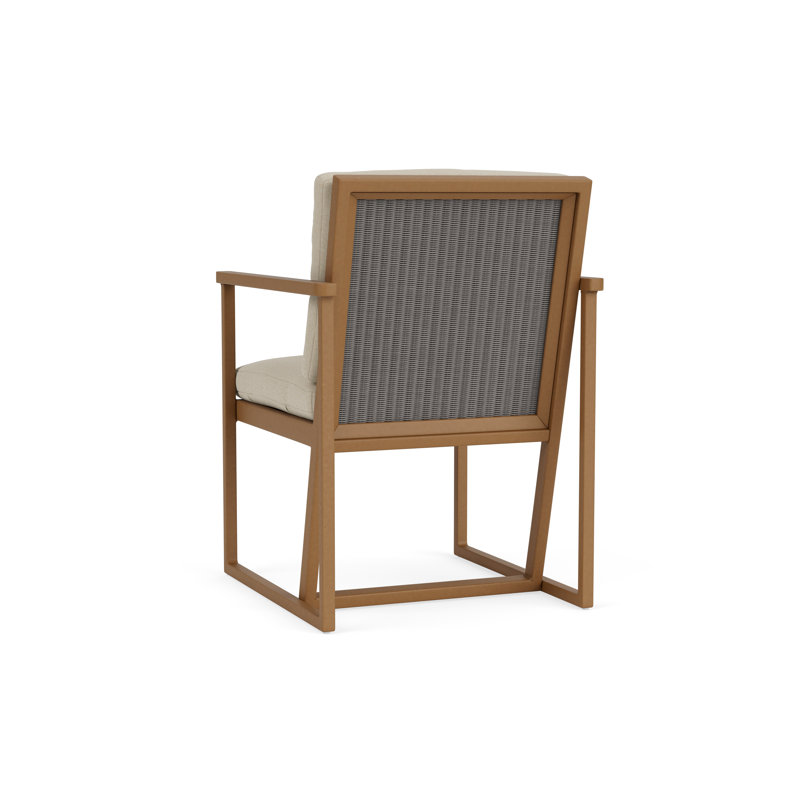 Summit Outdoor Dining Armchair, Pewter, Rumba Straw, Hickory