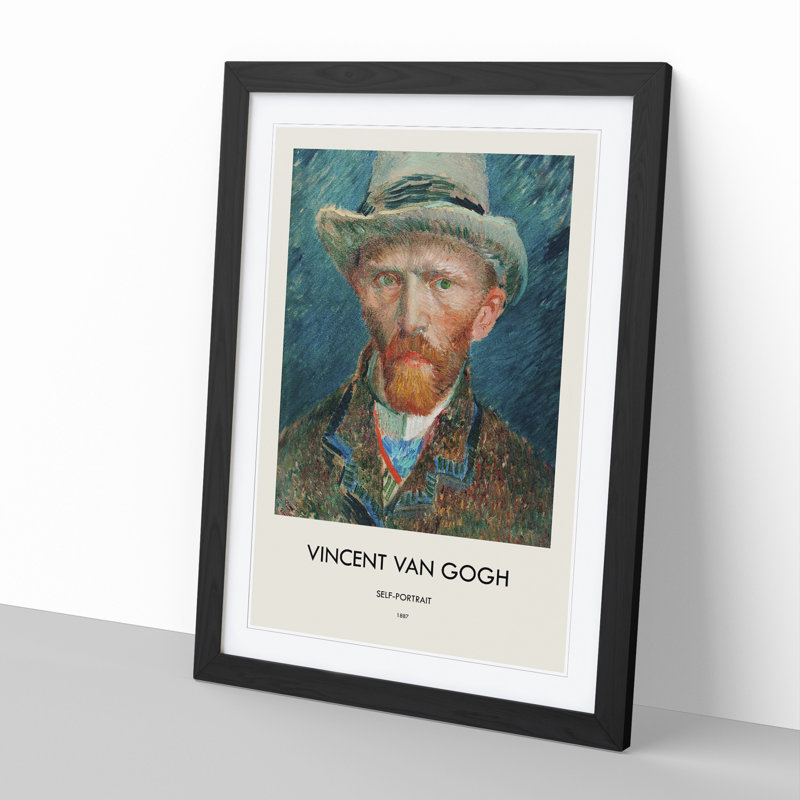 Self Portrait Vol.2 by Vincent Van Gogh - Picture Frame Painting, 36cm H x 27cm W x 2cm D, Black