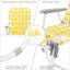 2 pièces Tube en acier PP à sangle 120Kg Chaise de plage pliante bande jaune et blanche