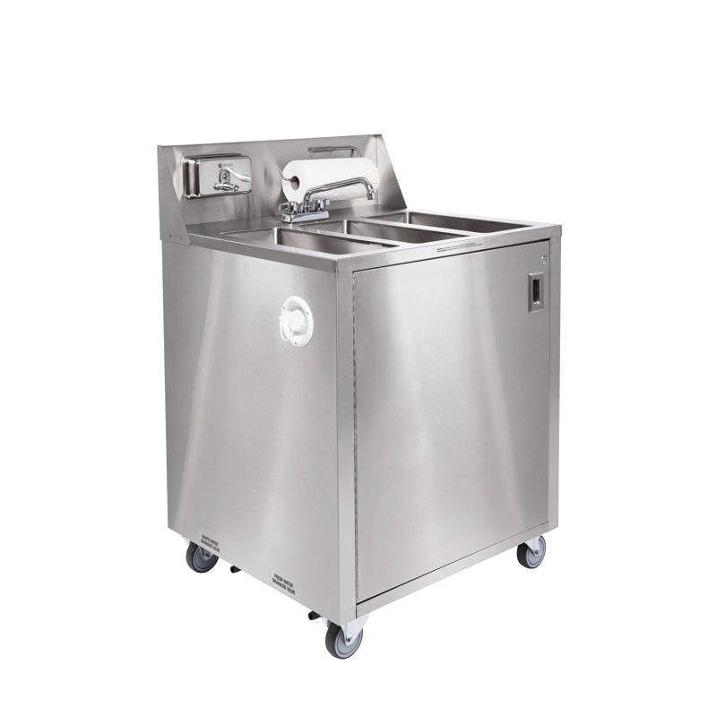 32'' L x 29.5'' W Stainless Steel Portable Handwash Station with Faucet