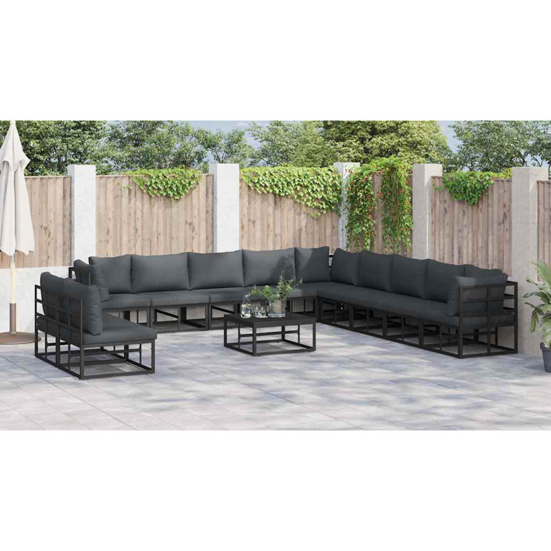 Vidaxl Garden Sofa Set With Cushion 12 Pcs Black Aluminium