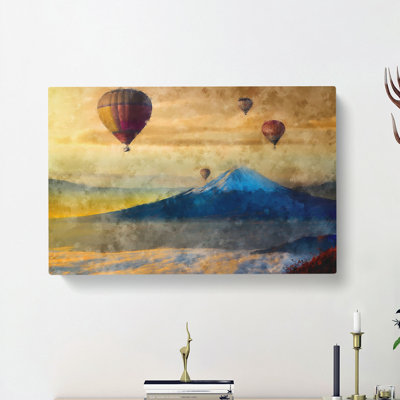 Hot Air Balloons Above Mount Fuji - Wrapped Canvas