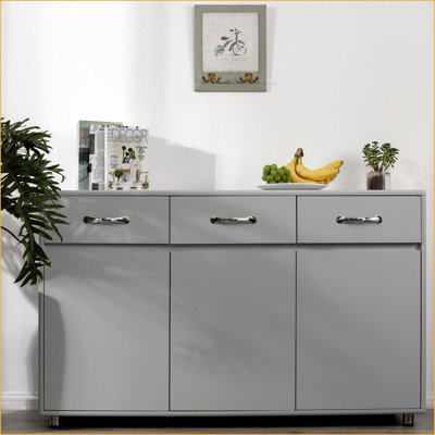 Sideboard with 3 Doors 3 Drawers | Slate Gray E1 MDF Storage Cabinet | Contemporary | Bedroom