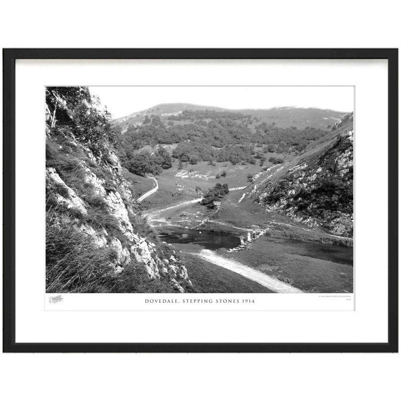 Dovedale, Stepping Stones 1914 - Single Picture Frame Print, 40cm H x 50cm W x 2.3cm D