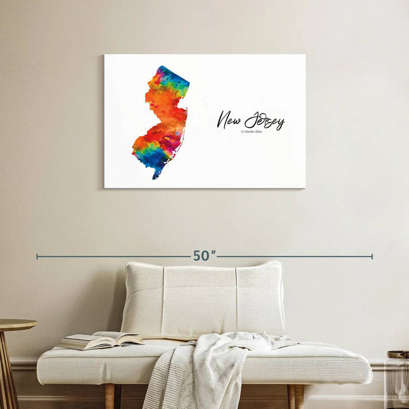 Aliaz Garden State New Jersey Map, 24" H x 36" W