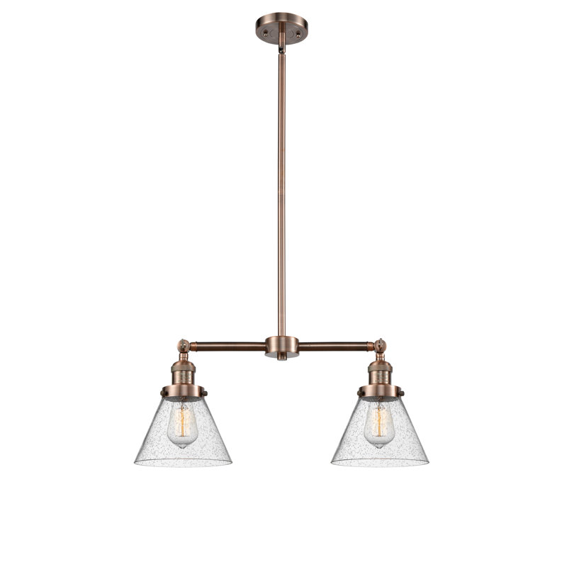 Luminaire suspendu conique pour îlot de cuisine 2 lumières Callahan, Cuivre antique, Grainé, Ampoule DEL 6 watts Vinage
