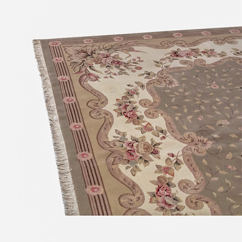 Tapis argenté / gris / brun / rouge de haute qualité noué à la main