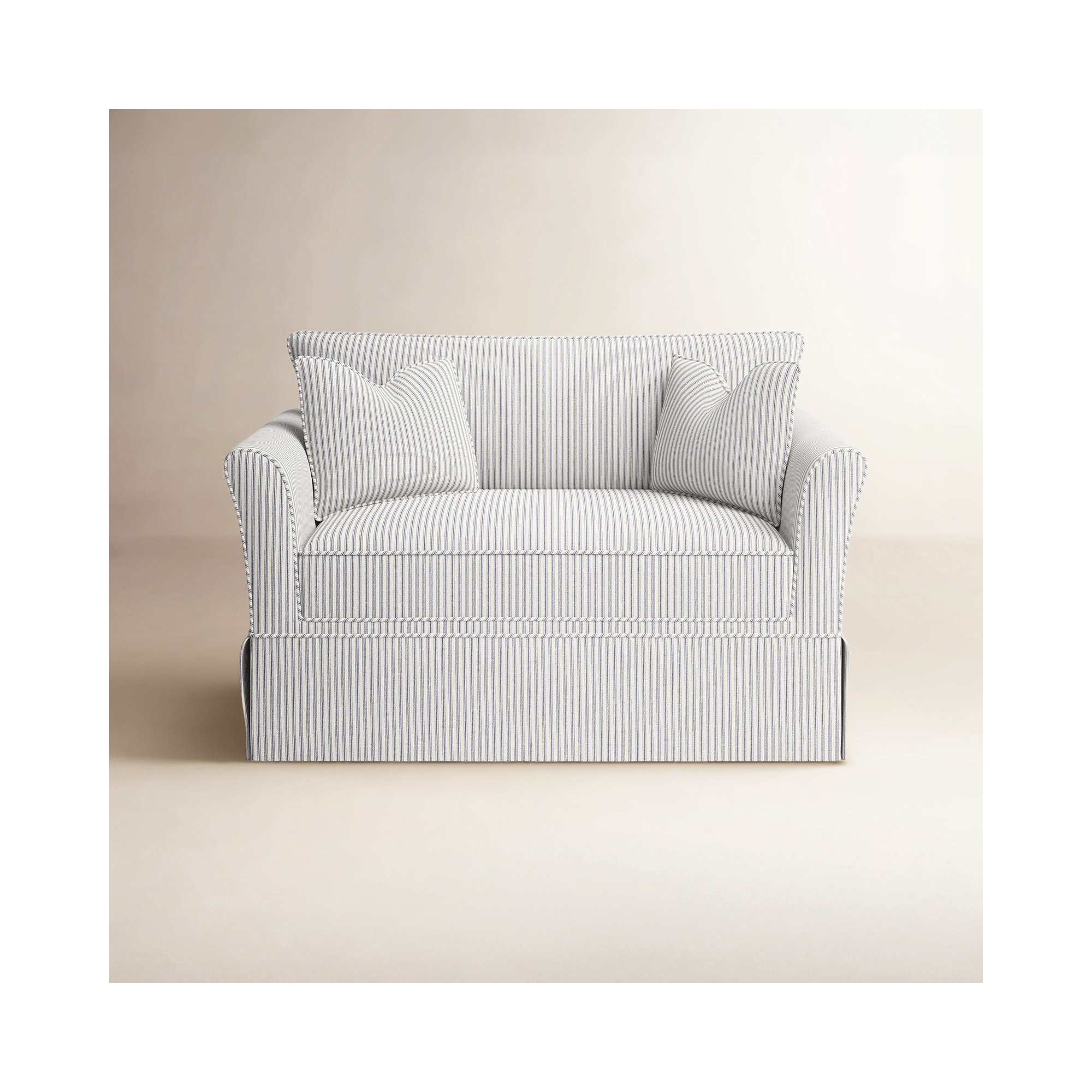 Shelby Upholstered Chair And A Half, Cruise Gray Striped