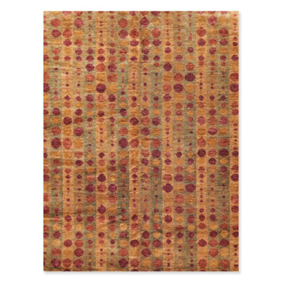 Tapis unique en jute / sisal noué à la main brun clair de 9 pi x 12 pi Annwyn