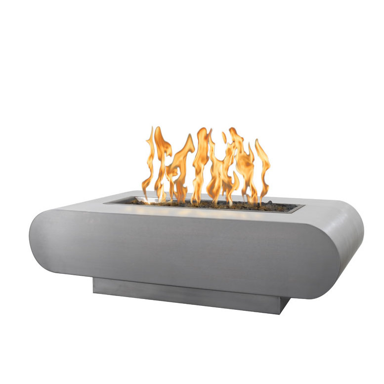 La Jolla Steel Propane/Natural Gas Fire Pit, Stainless Steel, 15" H x 48" W x 28" D, Propane