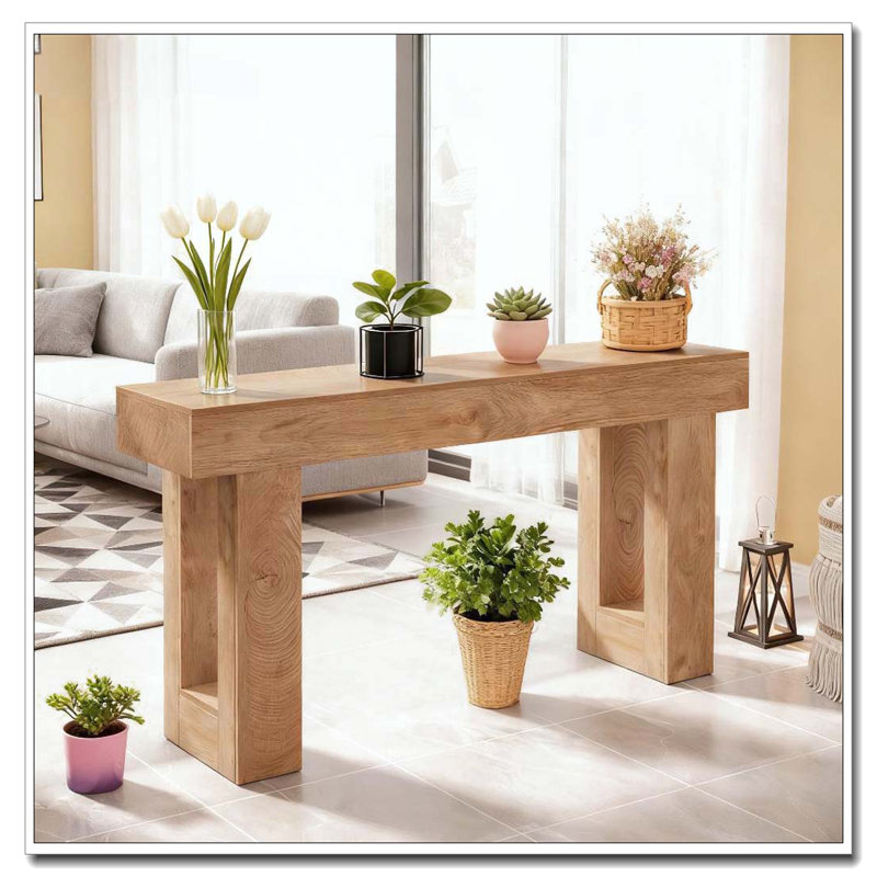 Console en bois, table d'appoint pour canapé, table de salon, Naturel