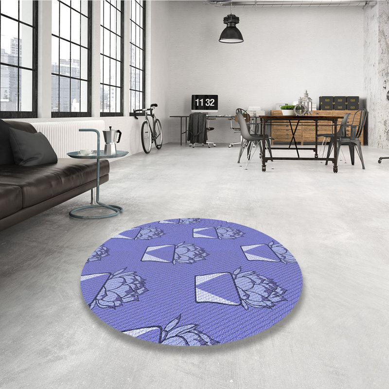 Tapis 100% à motifs lavables à la machine 2989 10, Rond 5 pi