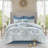 8 Piece Cotton Floral Printed Reversible Comforter Set Blue Cal King