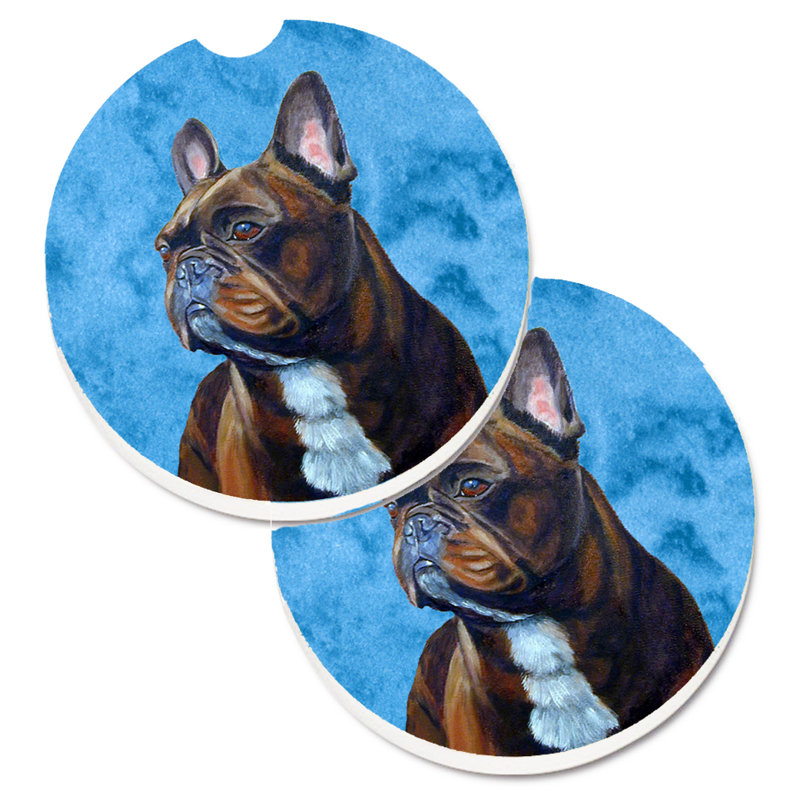 Sous-verre barbu collie voiture, Bouledogue français brun