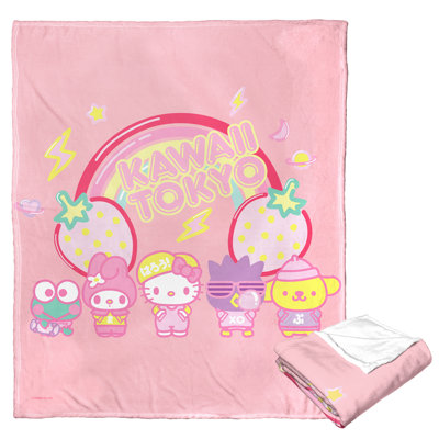 Sanrio Hello Kitty Fashion Friends Silk Touch Throw Blanket, Trendy Sanrio Style, 50x60 Inches