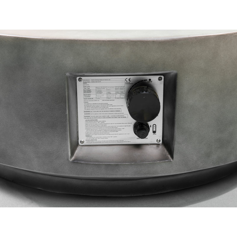 Aleidy Round Polyresin Propane Smokeless Fire Pit, Faux Dark Stone