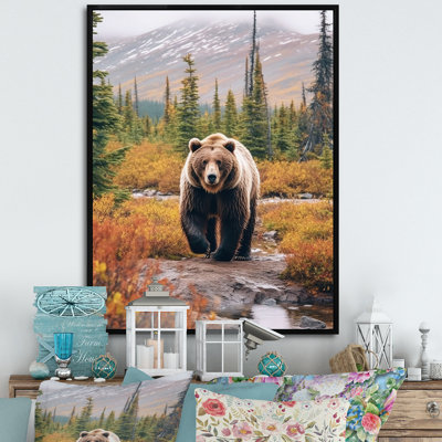 Grizzly Bear In Alaska Scenery II - Alaska Canvas Art