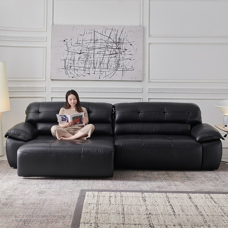 Black Faux Leather Modular Sofa cushion couch