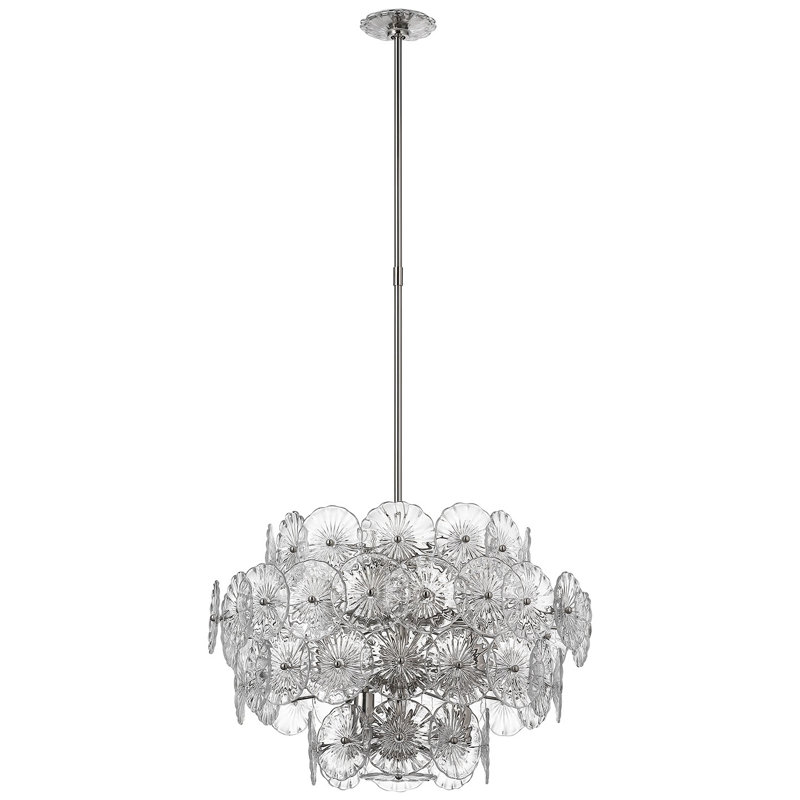Julie Neill Gianna 24" Chandelie, Clear, Burnished Silver Leaf