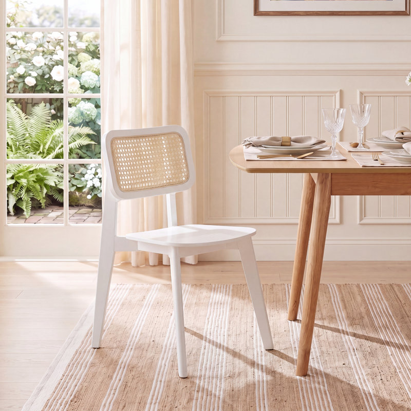Chaise de salle à manger Finchamp Cane, Blanc