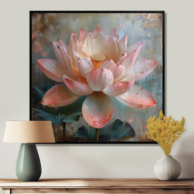 Décoration murale rétro rose, blanc et fragiles - lotus