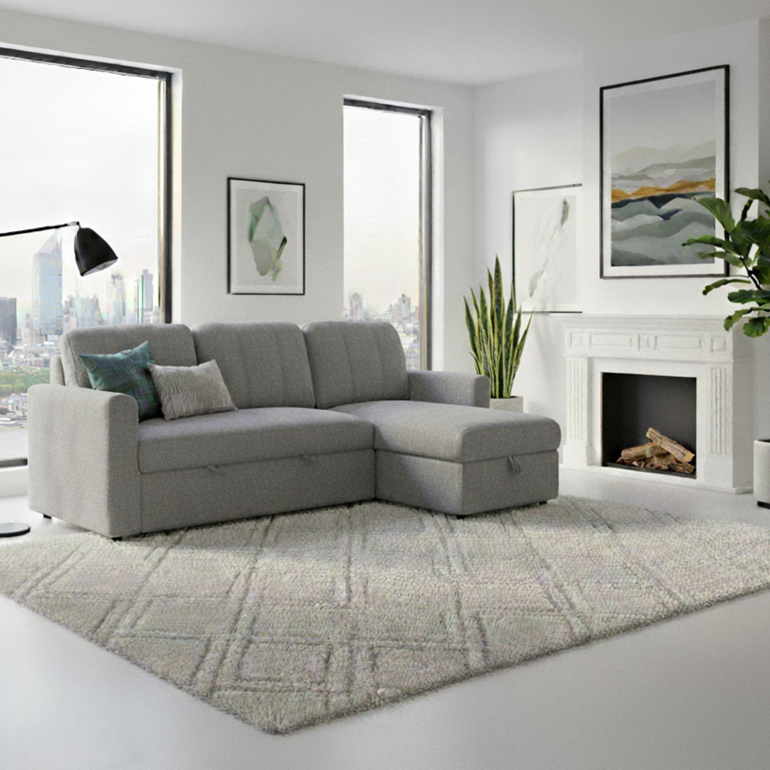 Movari Smart Corner Sofa Bed with Storage & Pull-Out Sleeper Modern Fabric L-Shaped Sofa with Chaise