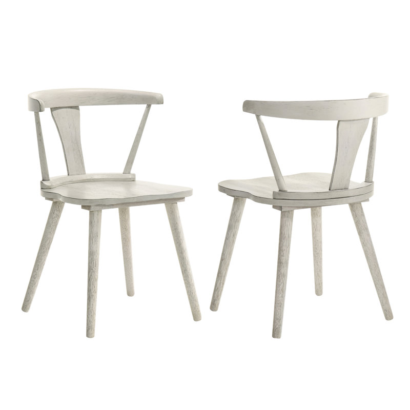 Chaise d'appoint 2 pièces rustique, cadre en bois, Blanc