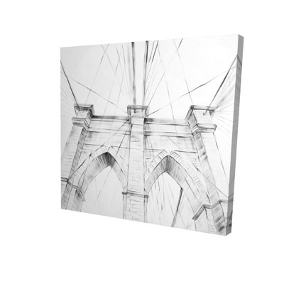 Brooklyn Bridge Sketch - Gray Canvas Art for Home Decor
