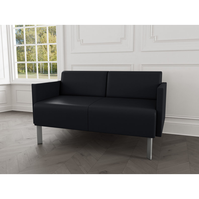 Causeuse de réception Luxe Lounge, Acier argent, Noir Modena