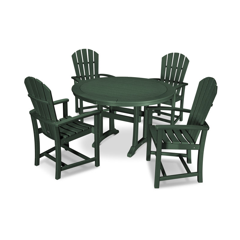 POLYWOOD Palm Coast 5-Piece Round Dining Set, Green