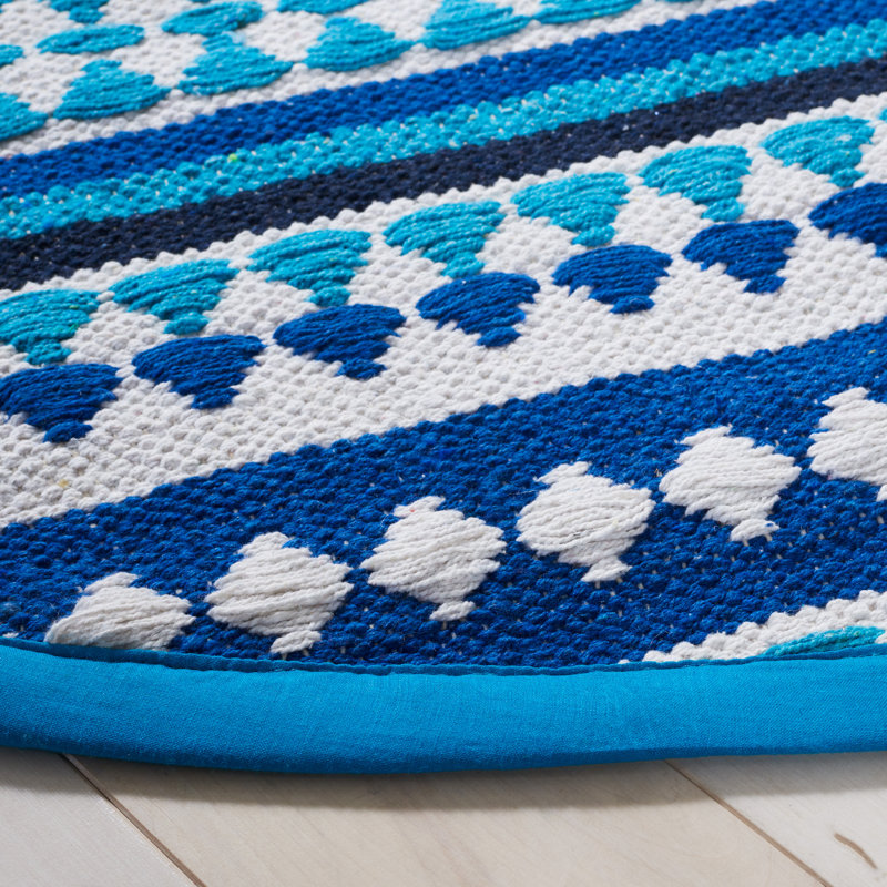 Brhianna Hand Woven Cotton Striped Rug, Rectangle 5' x 8'