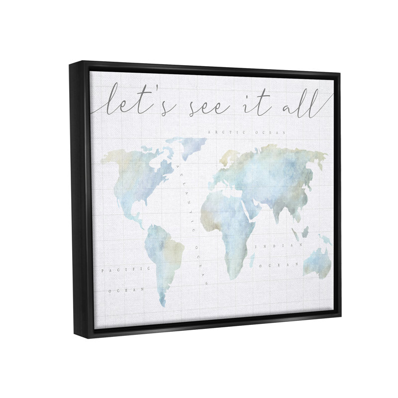 «Let's See It All World Map» par Lil 'Rue, impression, Noir, H 17 po x l 21 po x P 1,7 po