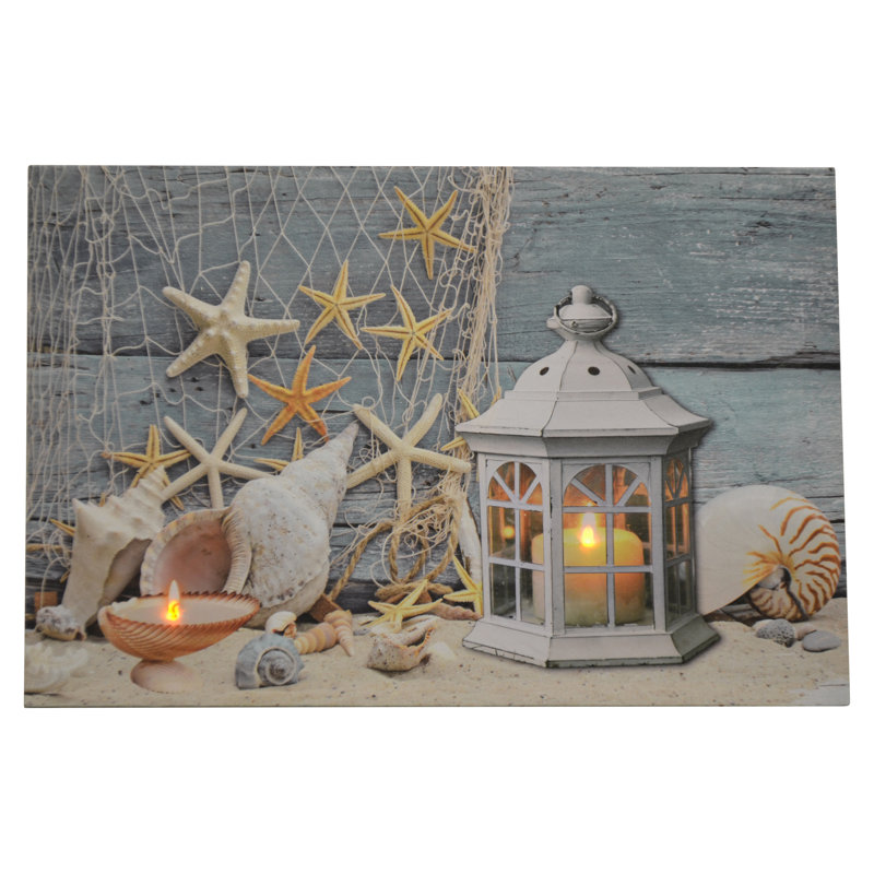 Starfish and Seashell LED Enhanced Canvas Print