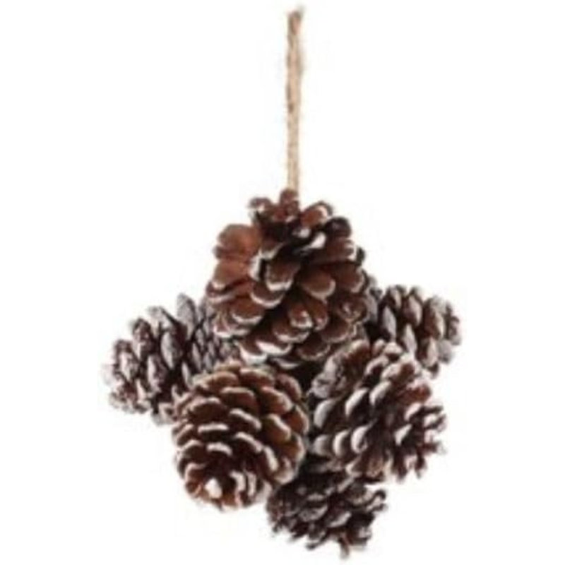 Ensemble de couronne de Noël à faire soi-même de 61 cm (24 pouces) avec grappes de pommes de pin brunes à bords blancs de 10 cm (4 pouces)