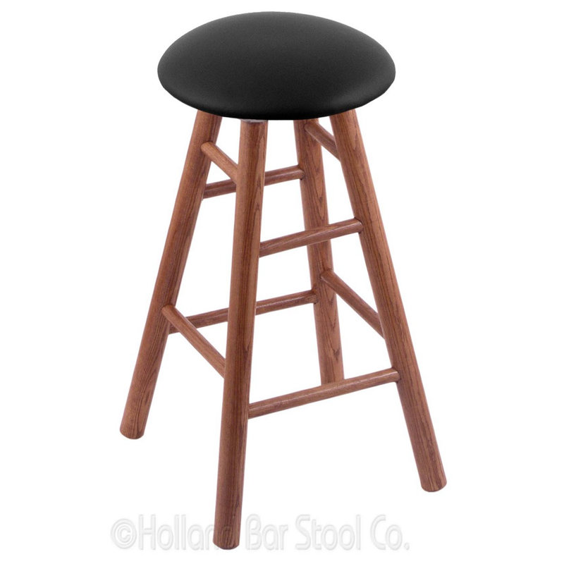 Tabouret de comptoir pivotant de 24 po, Chêne moyen, Vinyle noir