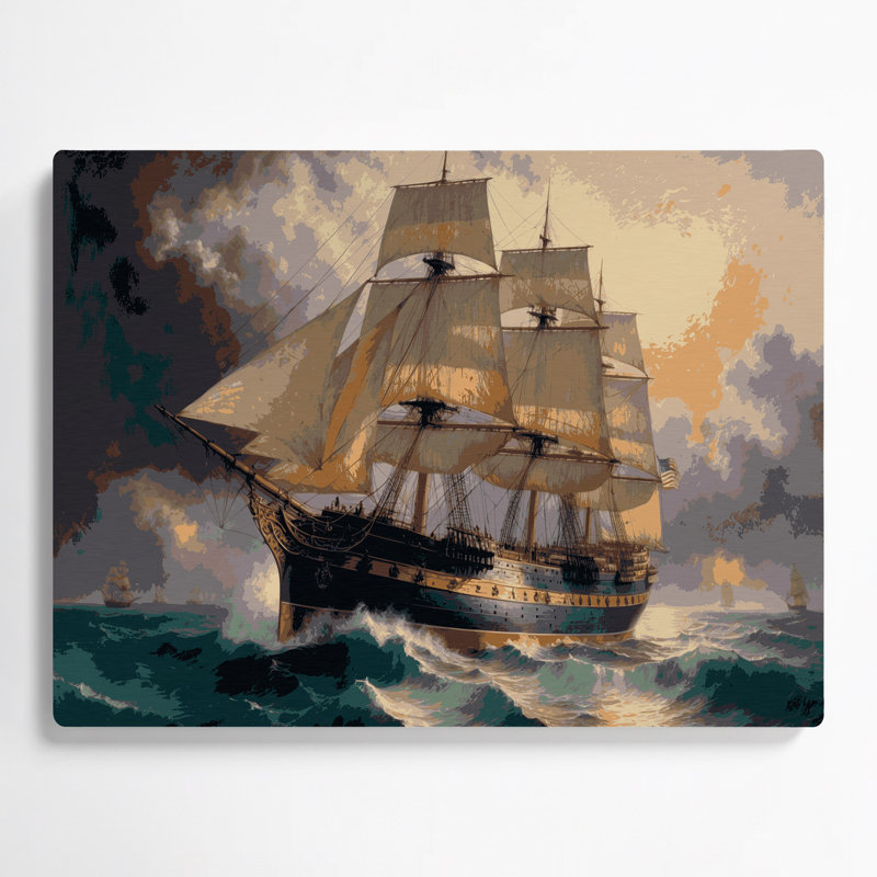 Art mural gris, "Nautical célèbre bateaux", H 16 po x l 20 po