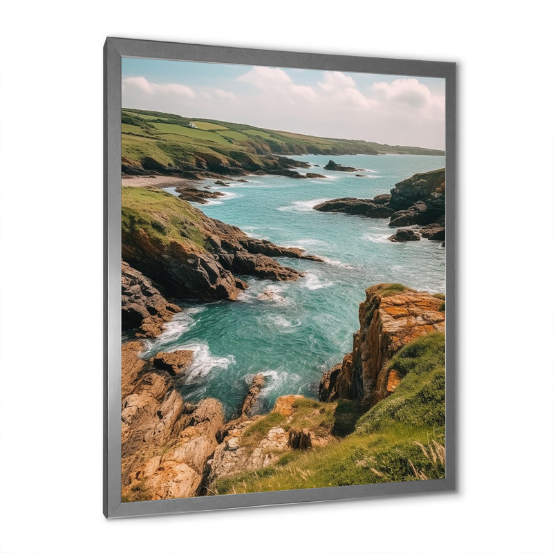 " Coastal Horizons VI ", 32" H x 16" W x 1" D, Silver Single Picture Framed