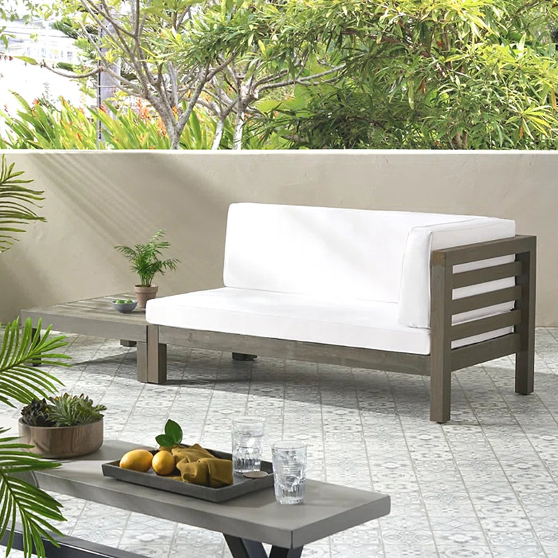 Banc d'angle en X avec table basse