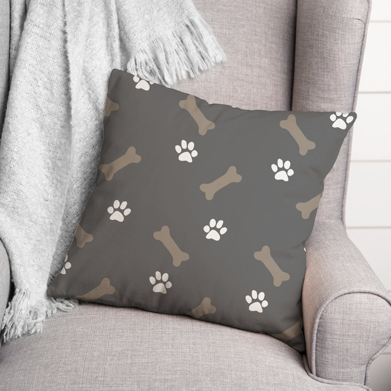  Coussin décoratif intérieur / extérieur en polyester à imprimé animal, Gris, H 18 po x l 18 po